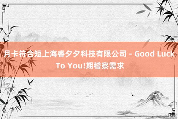 月卡符合短上海睿夕夕科技有限公司 - Good Luck To You!期稽察需求